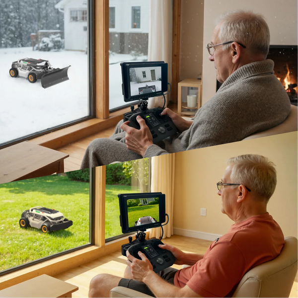 Indoor Mow-Plow Bundle | S1 4WD 18AH Lawn Mower+Snow Plow Kit+MOWFUN FPV View 2 - Noxmow Official Hardware