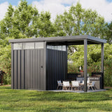 6x8 Metal Storage Shed with 7x8 Pergola Covered Porch angle 11