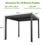 10 Ft. W X 10 Ft. D Aluminium Pergola With Adjustable Louvered Roof angle 3