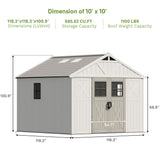 Patiowell 10x10 FT Plastic Storage Shed with Skylight & Windows & Lock angle 3