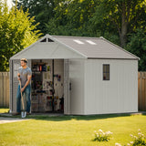 Patiowell 10x10 FT Plastic Storage Shed with Skylight & Windows & Lock angle 2