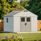 Patiowell 10x10 FT Plastic Storage Shed with Skylight & Windows & Lock angle 7
