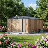Patiowell 10x12 Metal Shed with Vents, Brown angle 11