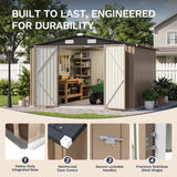 Patiowell 10x12 Metal Shed with White Vents, Brown angle 4