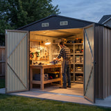 Patiowell 10x12 Metal Shed with Vents, Brown angle 6