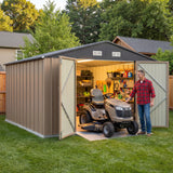 Patiowell 10x12 Metal Shed with Vents, Brown angle 10