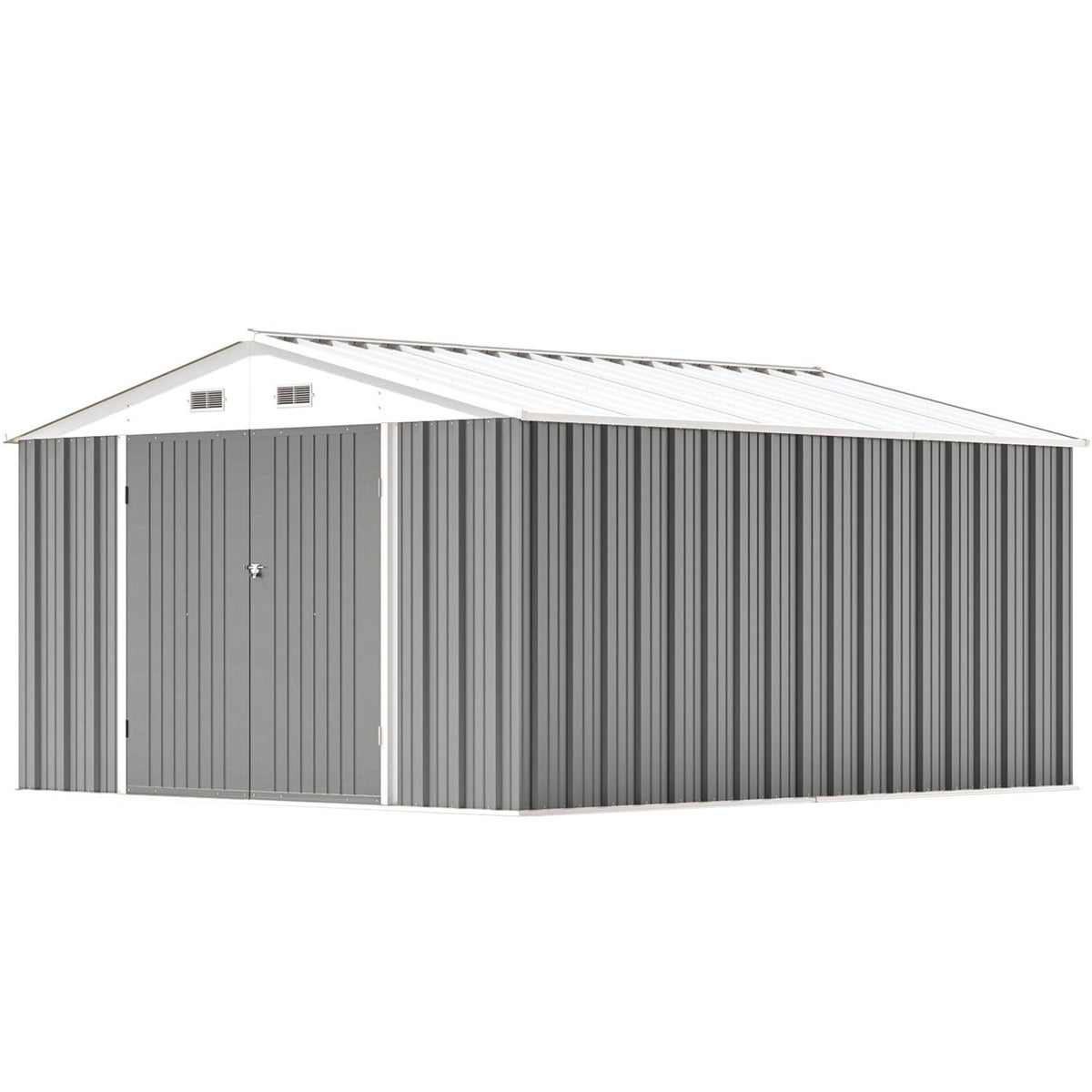 Patiowell 10x12 Metal Shed with Vents, Gray - Noxmow Official Hardware