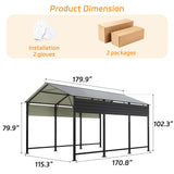 Patiowell 10'x15' Metal Carport with Vertical Roof, Black angle 4