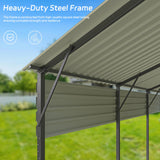Patiowell 10'x15' Metal Carport with Vertical Roof, Black angle 6