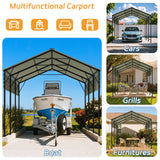 Patiowell 10'x15' Metal Carport with Vertical Roof, Black angle 8