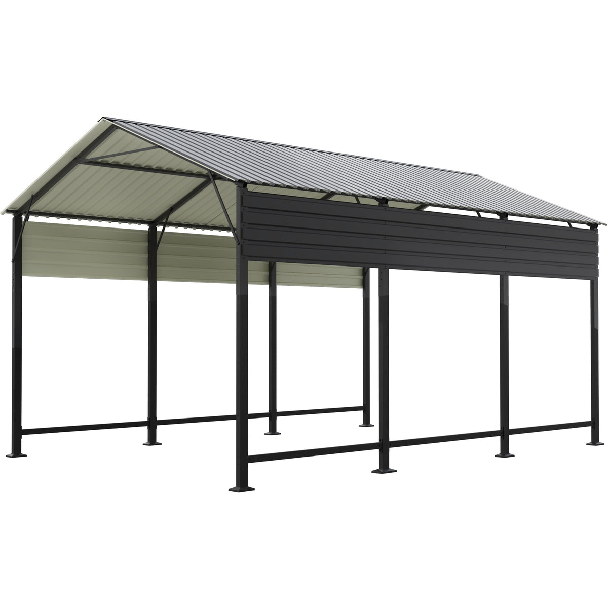 Patiowell 10'x15' Metal Carport with Vertical Roof, Black - Noxmow Official Hardware