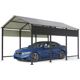 Patiowell 10'x15' Metal Carport with Vertical Roof, Black angle 2