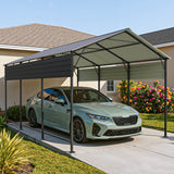 Patiowell 10'x15' Metal Carport with Vertical Roof, Black angle 3