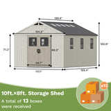 Patiowell 10x16ft Kick-it Plastic Storage Shed with Skylight & Windows angle 3