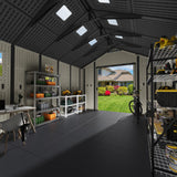 Patiowell 10x16ft Kick-it Plastic Storage Shed with Skylight & Windows angle 8