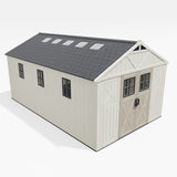 Patiowell 10x16ft Kick-it Plastic Storage Shed with Skylight & Windows angle 1