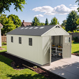 Patiowell 10x16ft Kick-it Plastic Storage Shed with Skylight & Windows angle 9