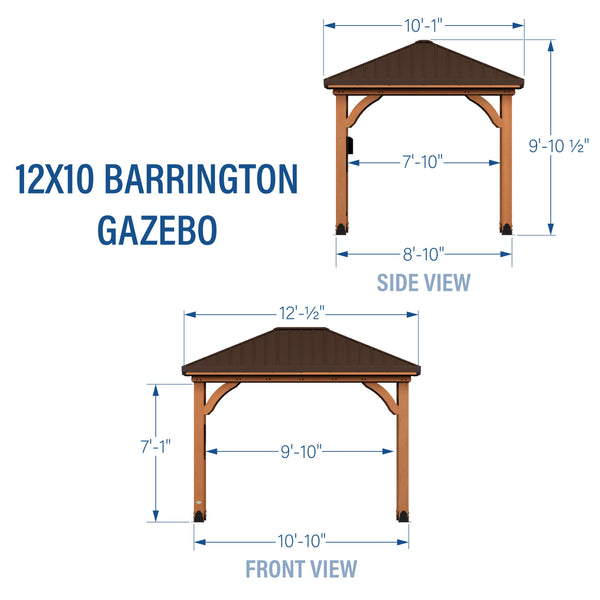 12x10 Barrington Gazebo View 2 - Noxmow Official Hardware