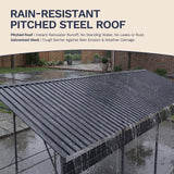 Patiowell 12'x20' Metal Carport with Vertical Roof, Black angle 6