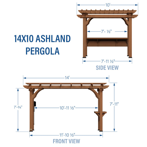 14x10 Ashland Pergola View 2 - Noxmow Official Hardware