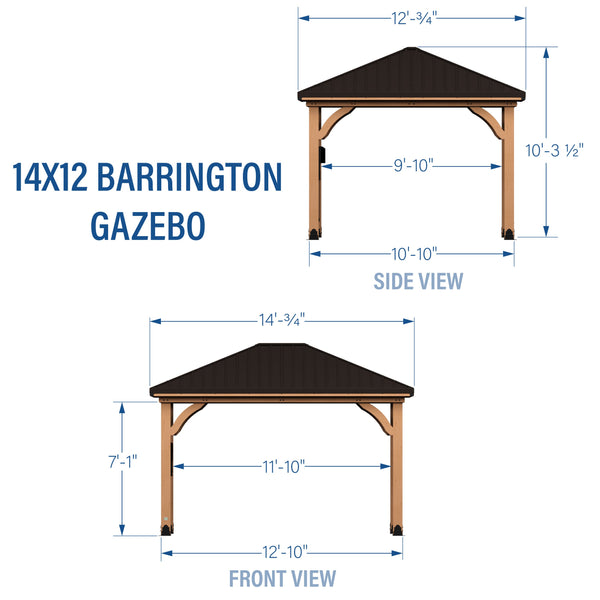 14x12 Barrington Gazebo View 2 - Noxmow Official Hardware