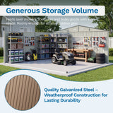 Patiowell 14x12 Metal Shed with Vents & Lockable Door, Brown angle 6