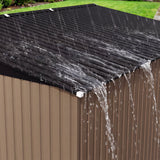 Patiowell 14x12 Metal Shed with Vents & Lockable Door, Brown angle 8