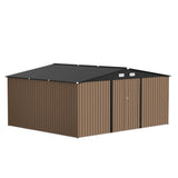 Patiowell 14x12 Metal Shed with Vents & Lockable Door, Brown angle 2