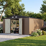 Patiowell 14x12 Metal Shed with Vents & Lockable Door, Brown angle 3
