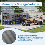 Patiowell 14x12 Metal Shed with Vents & Lockable Door, Gray angle 6
