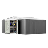 Patiowell 14x12 Metal Shed with Vents & Lockable Door, Gray angle 1