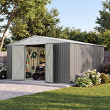 Patiowell 14x12 Metal Shed with Vents & Lockable Door, Gray angle 3