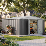 Patiowell 14x12 Metal Shed with Vents & Lockable Door, Gray angle 9
