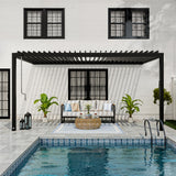 16x10 Evanston Wall Mounted Louvered Pergola angle 2