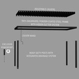 18x10 Sarasota Steel Louvered Pergola angle 11
