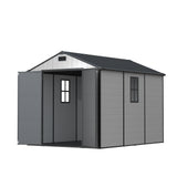 Patiowell 8x10 Plastic Storage Shed with Window and Lockable Door, Gray angle 1