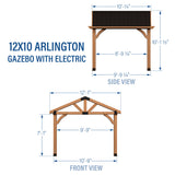12x10 Arlington Gazebo with Electric - Lt Brown angle 4