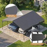 Patiowell 20x20 ft Outdoor Metal Carport, Black angle 4