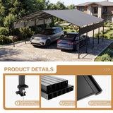 Patiowell 20x20 ft Outdoor Metal Carport, Black angle 5