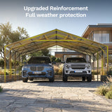 Patiowell 20x20 ft Outdoor Metal Carport, Black angle 6