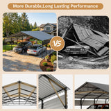 Patiowell 20x20 ft Outdoor Metal Carport, Black angle 7