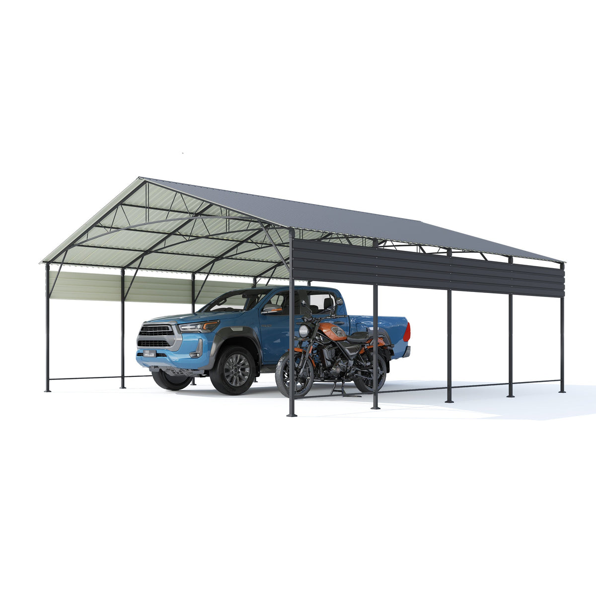 Patiowell 20x20 ft Outdoor Metal Carport, Black - Noxmow Official Hardware