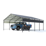Patiowell 20x20 ft Outdoor Metal Carport, Black angle 1