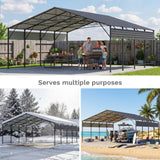 Patiowell 20x20 ft Outdoor Metal Carport, Black angle 8