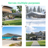 Patiowell 20x30 ft Outdoor Metal Carport, Black angle 9