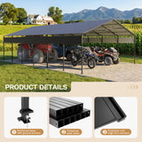 Patiowell 20x30 ft Outdoor Metal Carport, Black angle 7