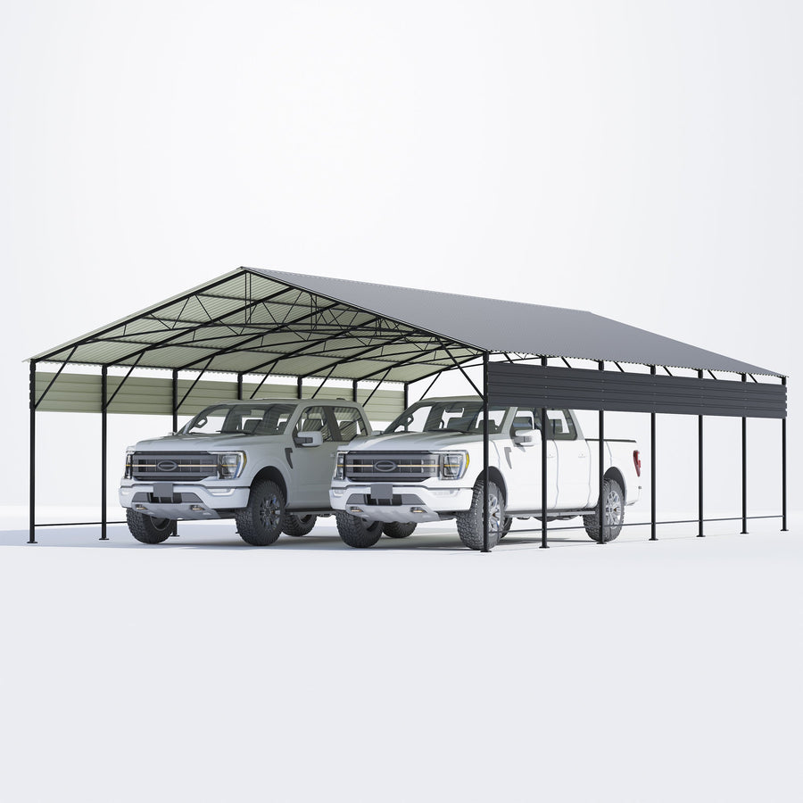 Patiowell 20x30 ft Outdoor Metal Carport, Black detail view