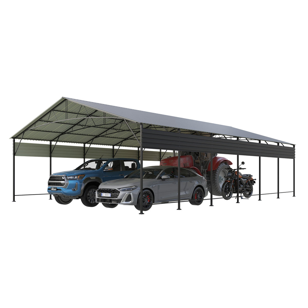 Patiowell 20x30 ft Outdoor Metal Carport, Black - Noxmow Official Hardware