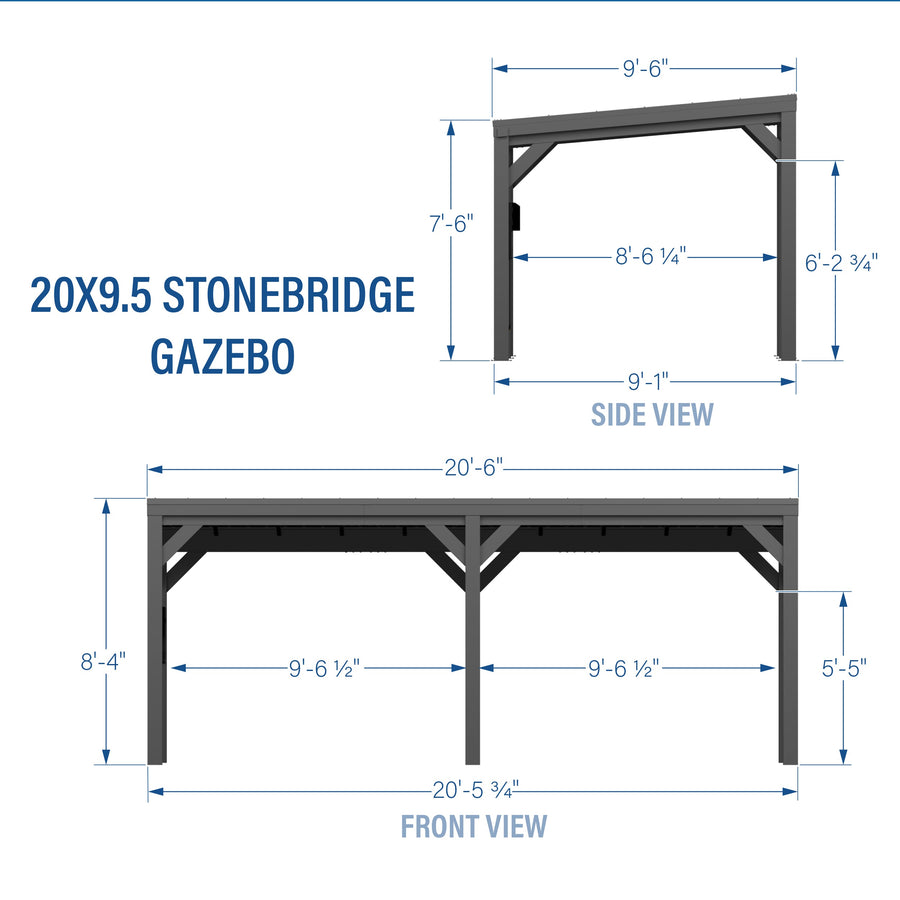 20x9.5 Stonebridge Gazebo/Carport detail view
