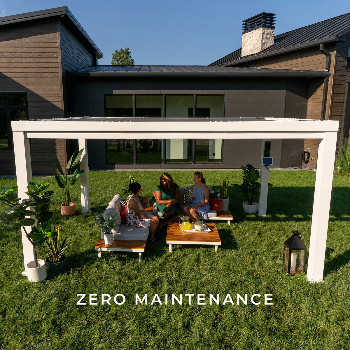 14x10 Windham Modern Steel Pergola With Sail Shade Soft Canopy - Noxmow Official Hardware